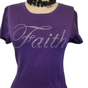 Faith Purple short sleeve Rhinestone Women Shirt